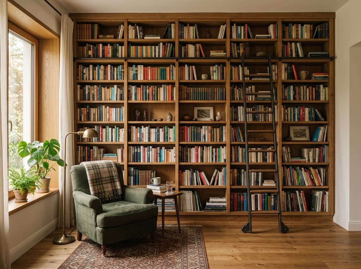 Wandbibliothek mit Leiter